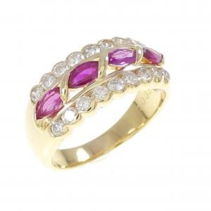 K18YG ルビー リング 0.70CT