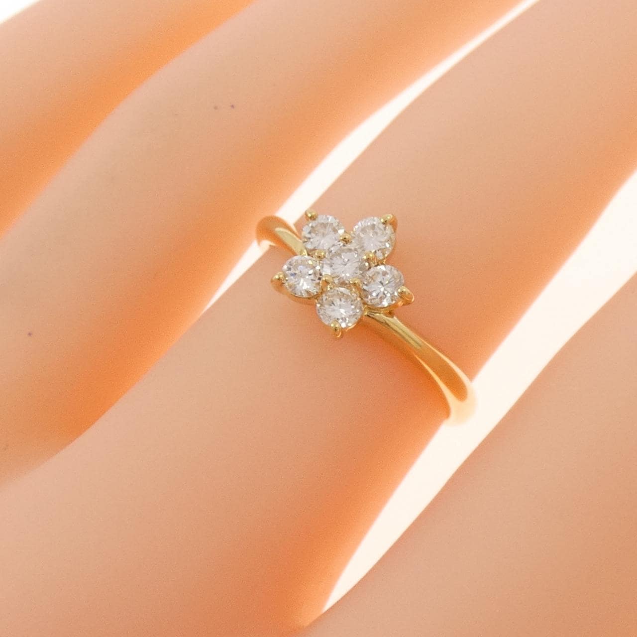K18YG フラワー ダイヤモンド リング 0.50CT