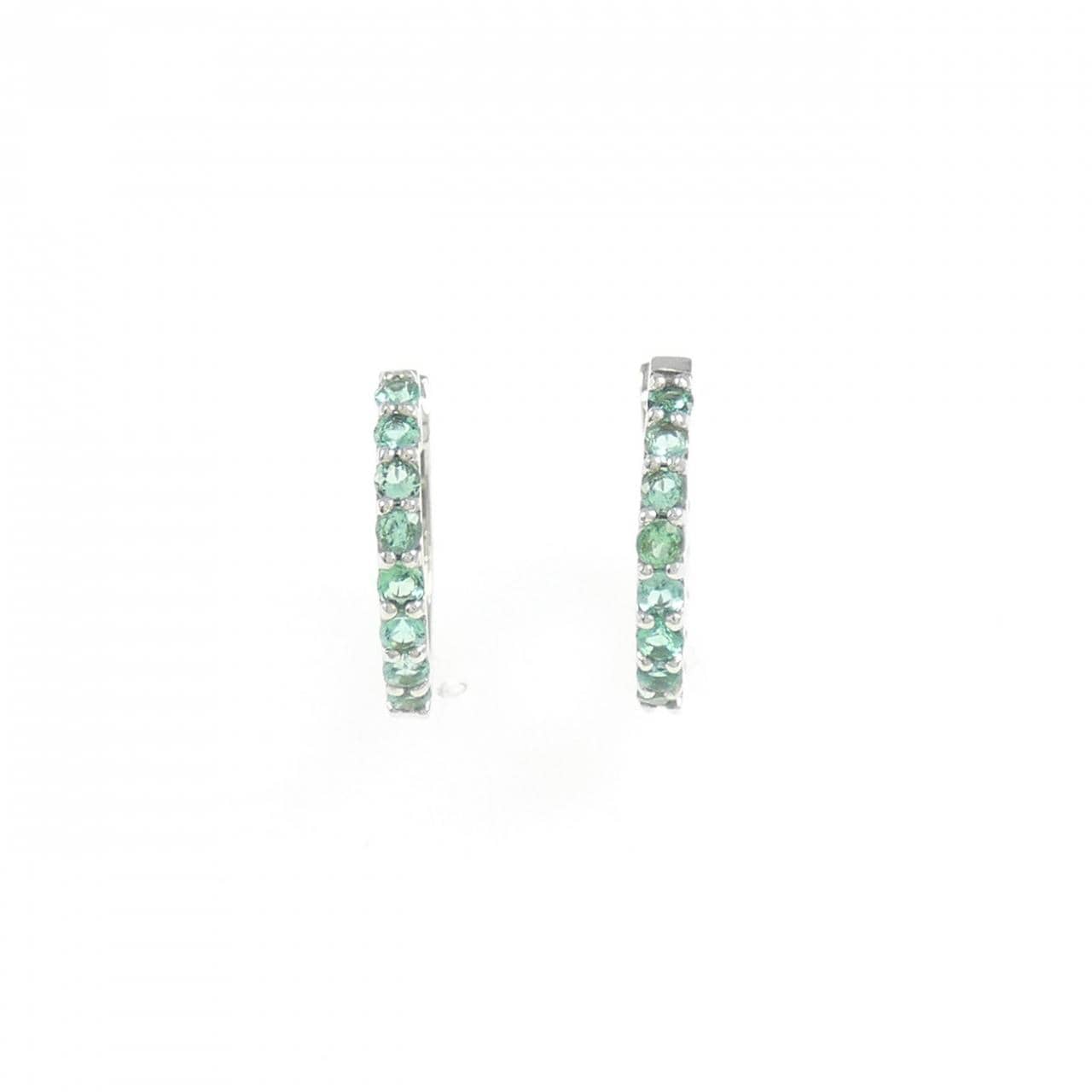 【新品】K18WG エメラルド フープ ピアス