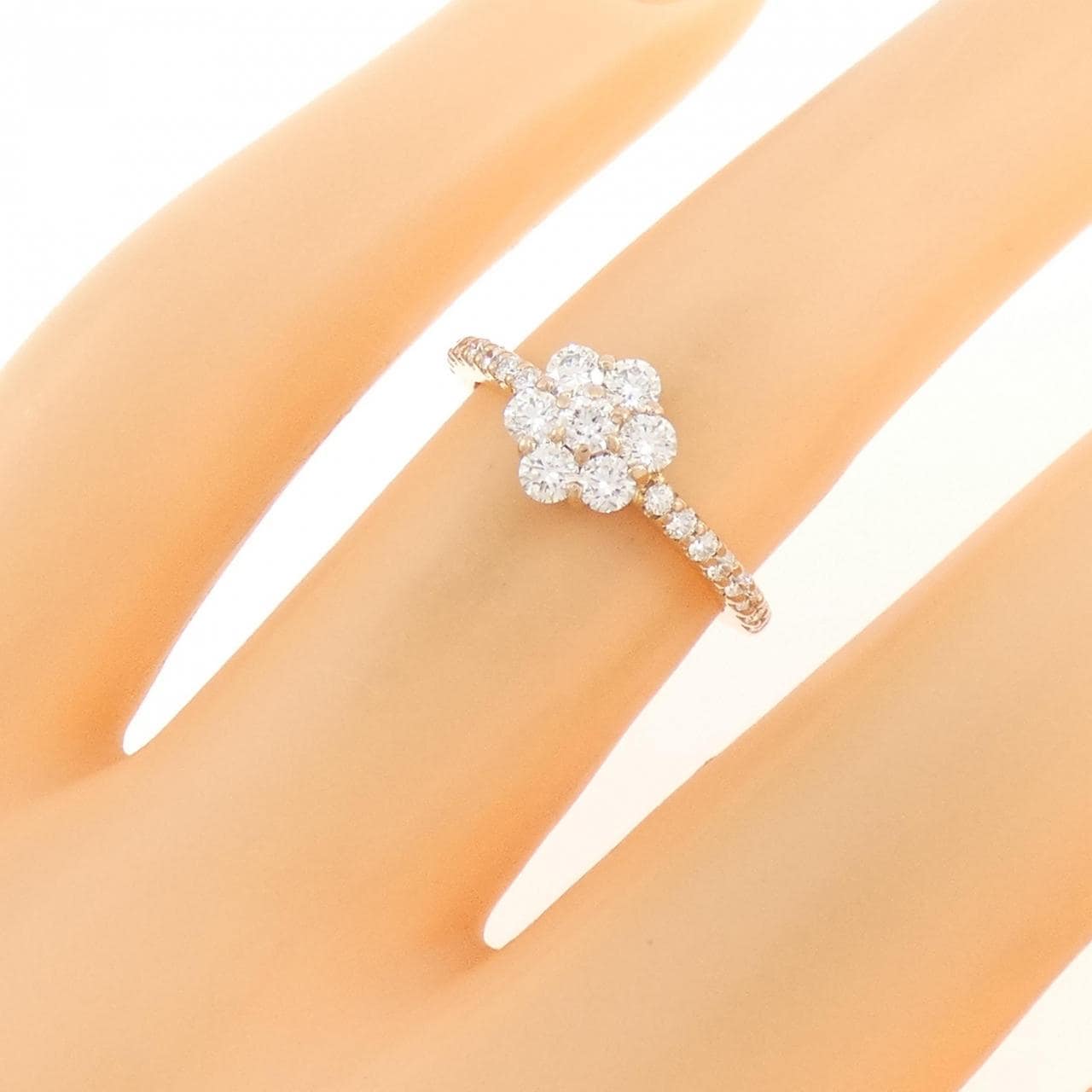 K18PG フラワー ダイヤモンド リング 0.50CT