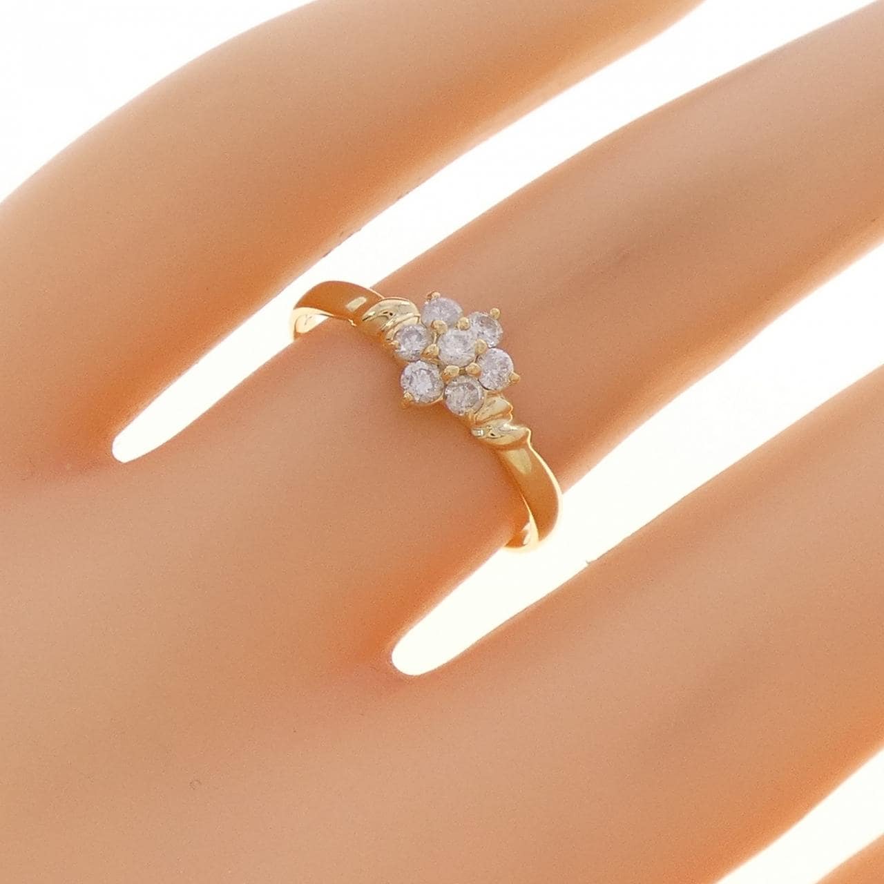 K18YG フラワー ダイヤモンド リング 0.24CT