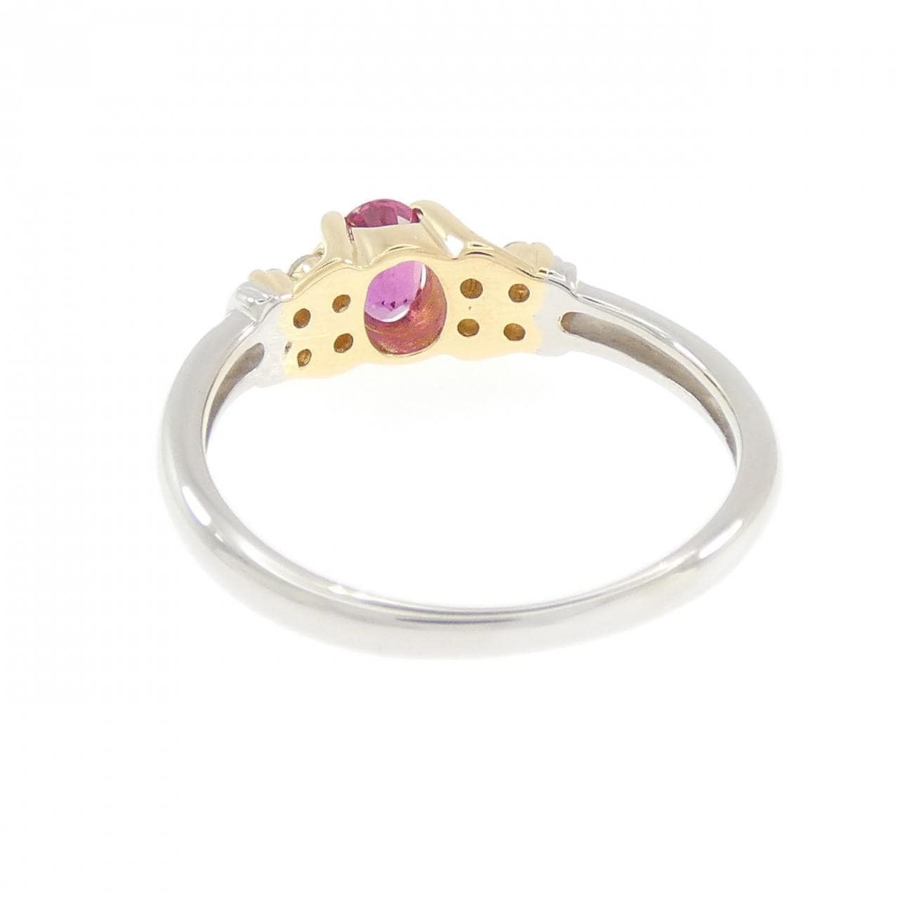 PT900/K18YG ルビー リング 0.38CT