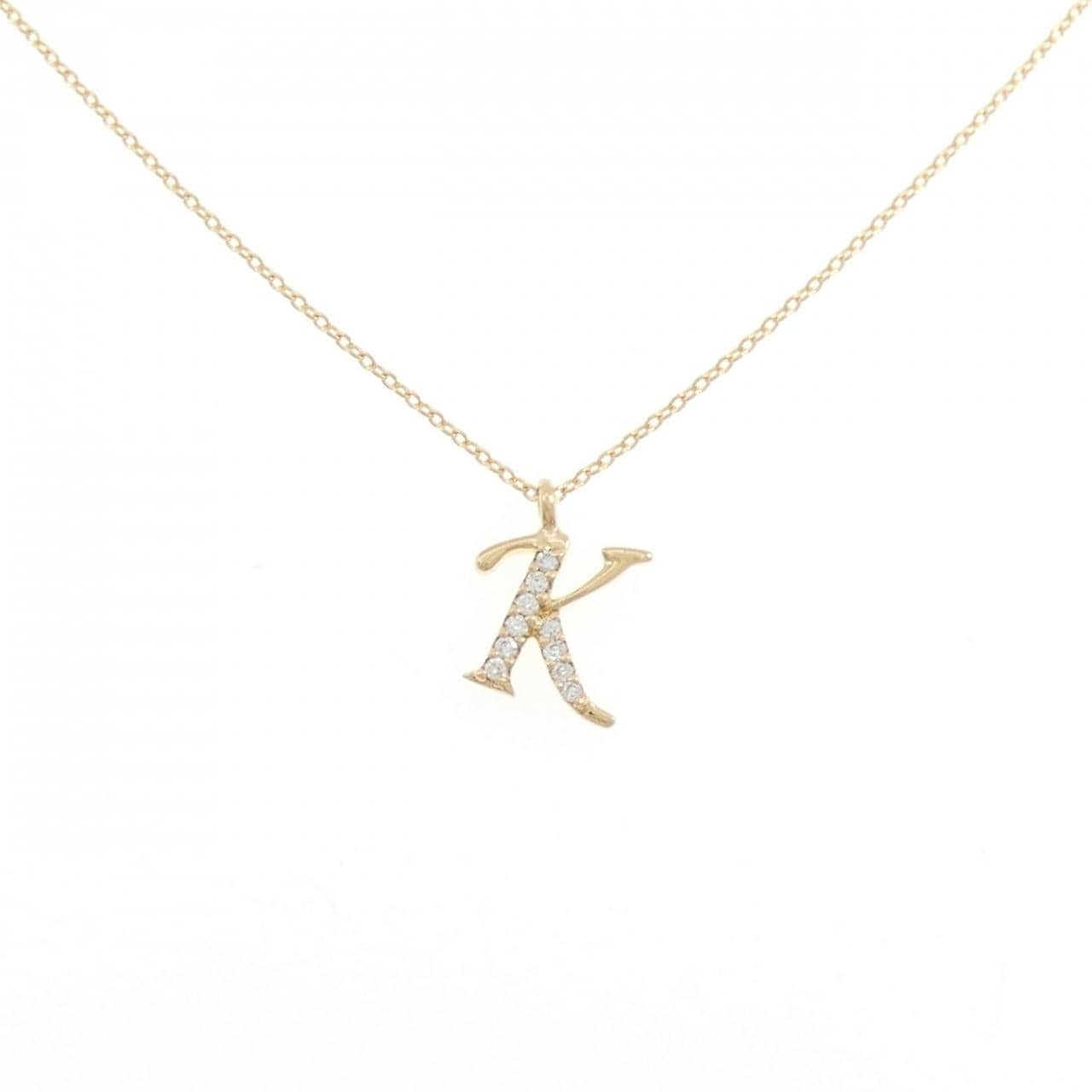 K18YG イニシャルK ダイヤモンド ネックレス 0.05CT