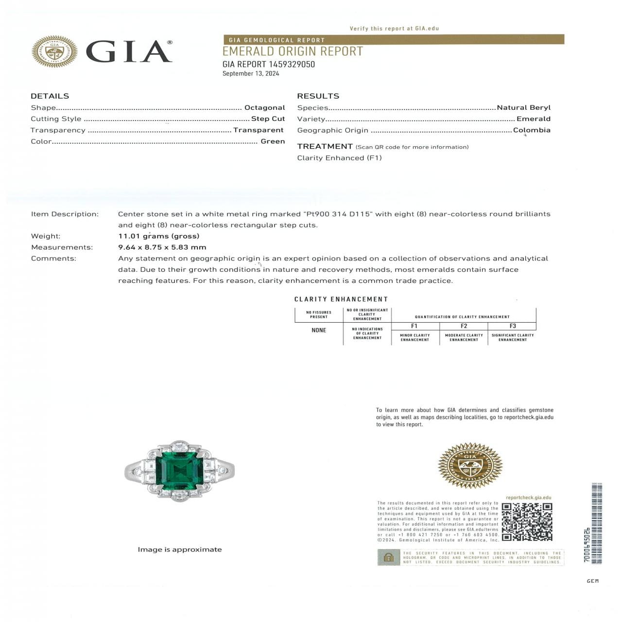 PT Emerald Ring 3.14CT Colombian