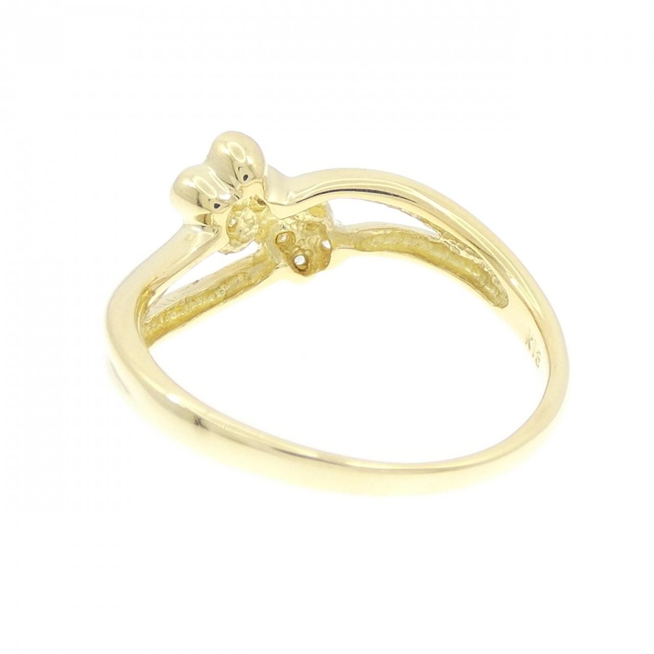 K18YG フラワー ダイヤモンド リング 0.10CT