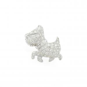 K18WG/K14WG ドッグ パヴェ ダイヤモンド ブローチ 1.00CT