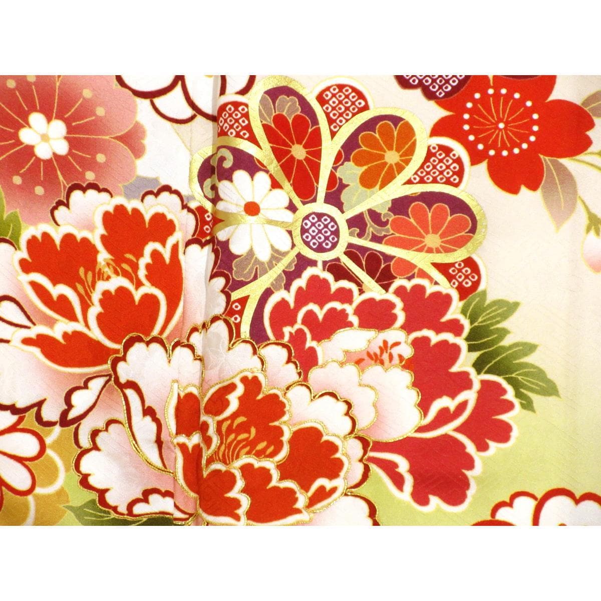 【未使用品】振袖　友禅金彩加工　刺繍入りボカシ染