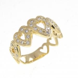 K18YG ハート ダイヤモンド リング