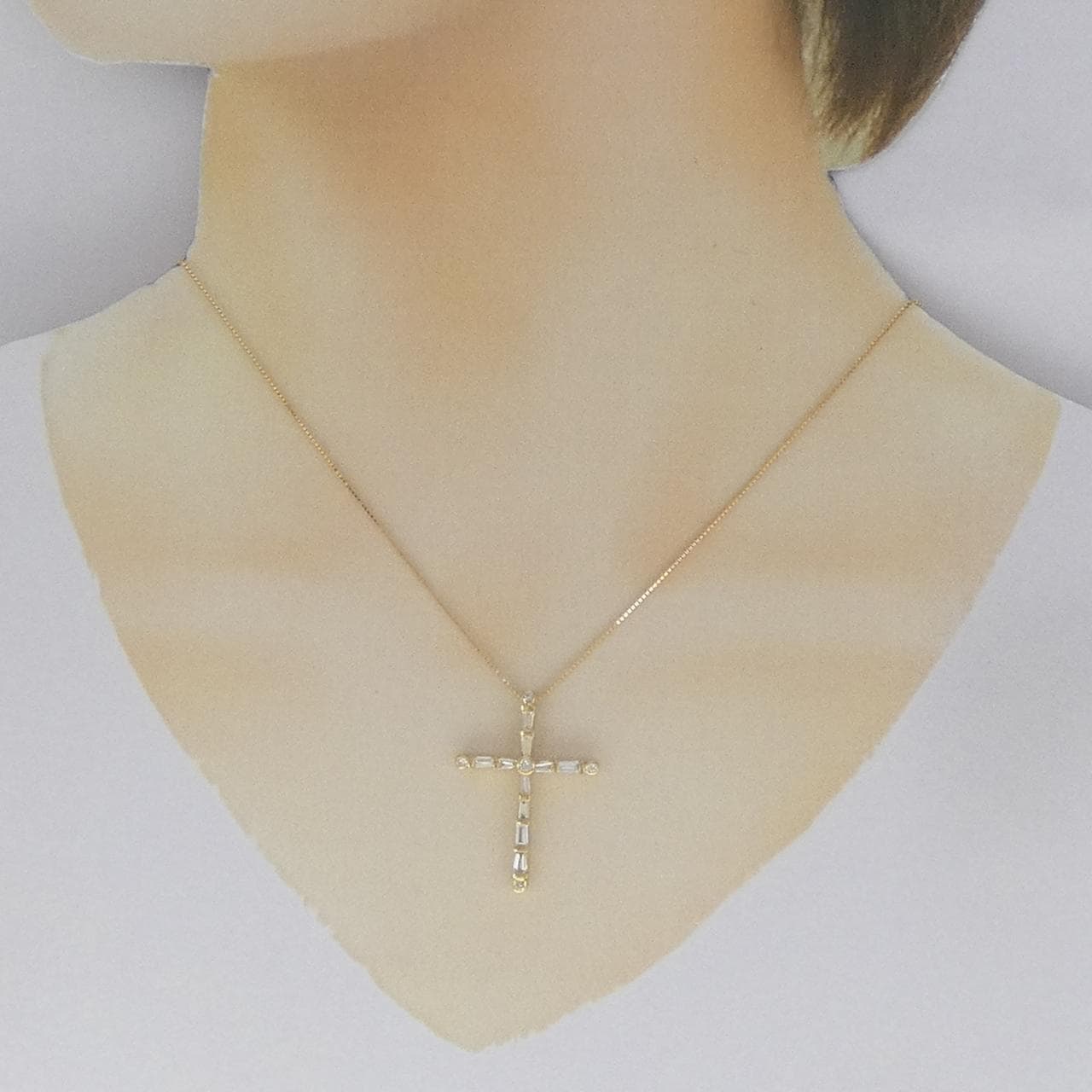 750YG/K18YG クロス ダイヤモンド ネックレス