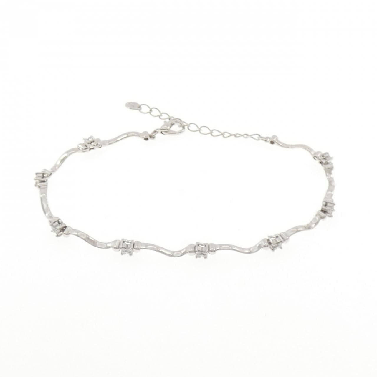 K18WG フラワー ダイヤモンド ブレスレット 0.24CT