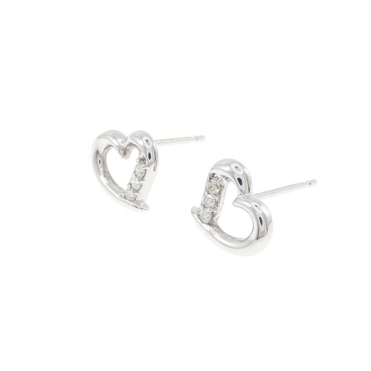 K18WG ハート ダイヤモンド ピアス 0.06CT
