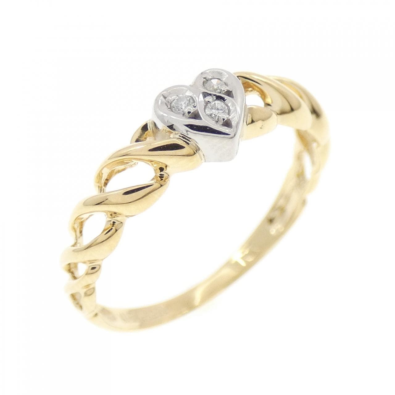K18YG/PT900 Heart Diamond Ring 0.02CT