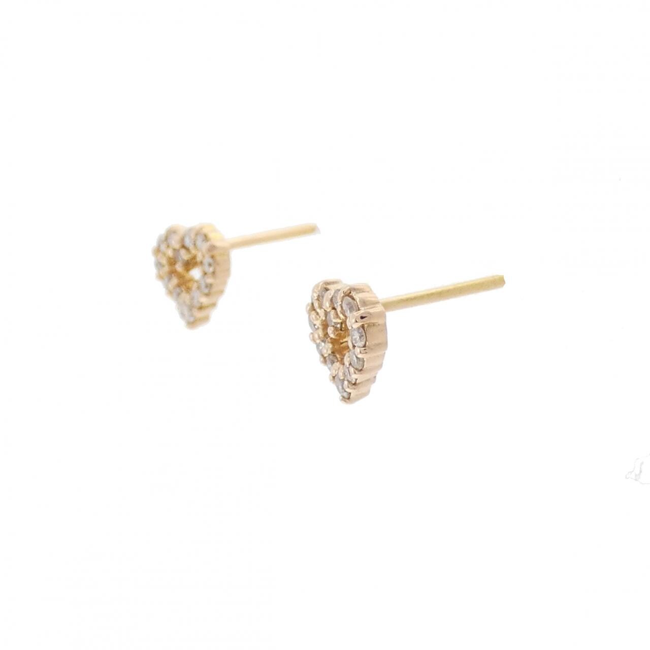 K18PG Heart Diamond Earrings 0.16CT
