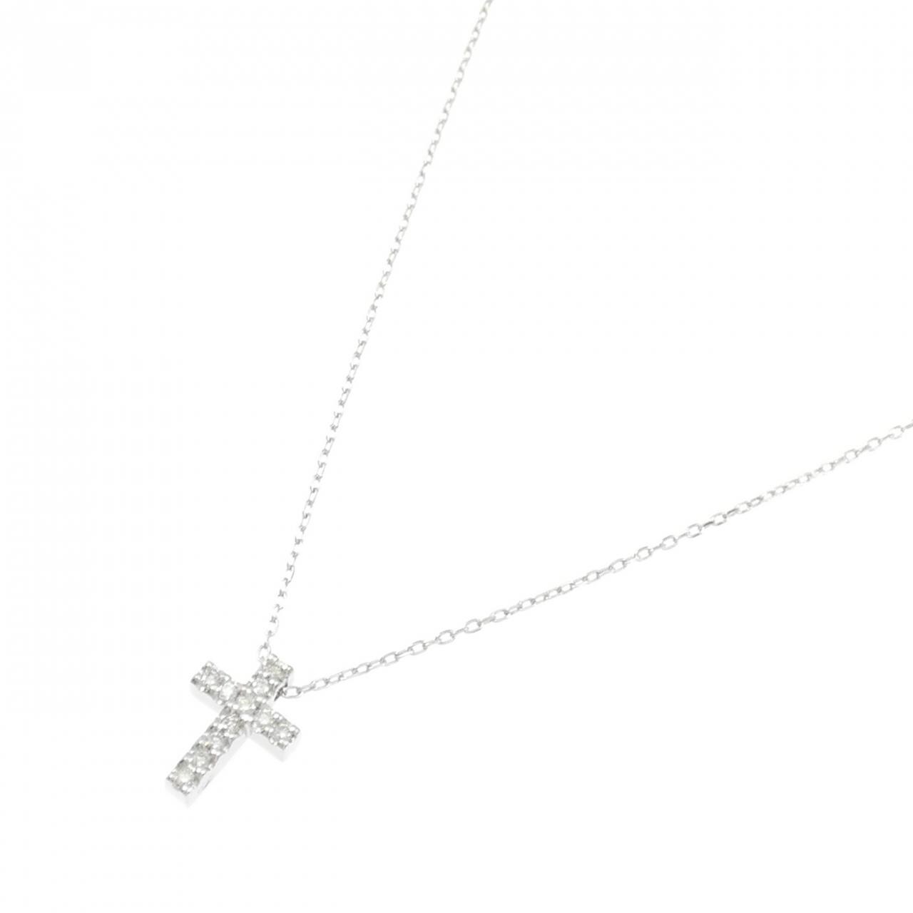 K18WG クロス ダイヤモンド ネックレス 0.09CT