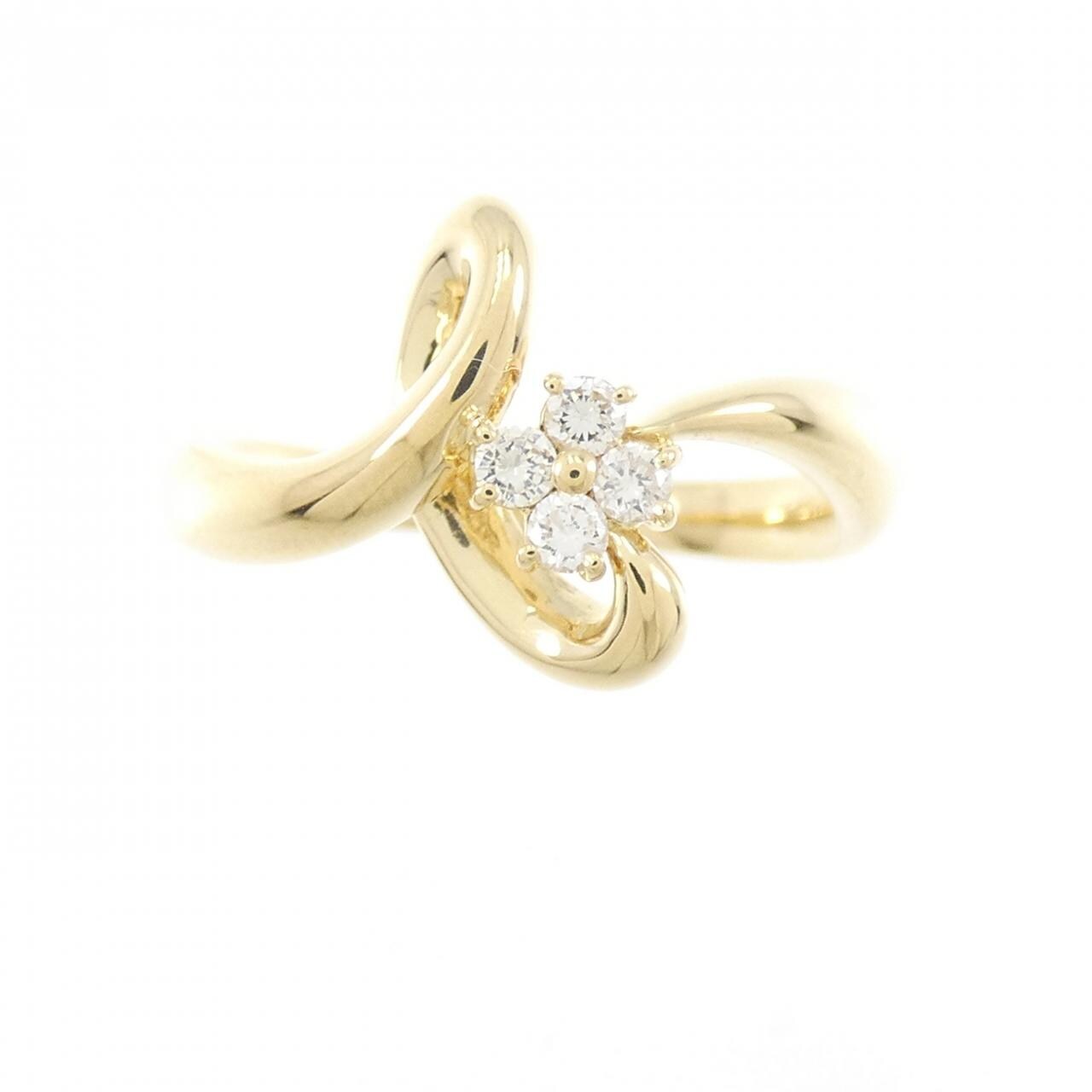 K18YG フラワー ダイヤモンド リング 0.10CT