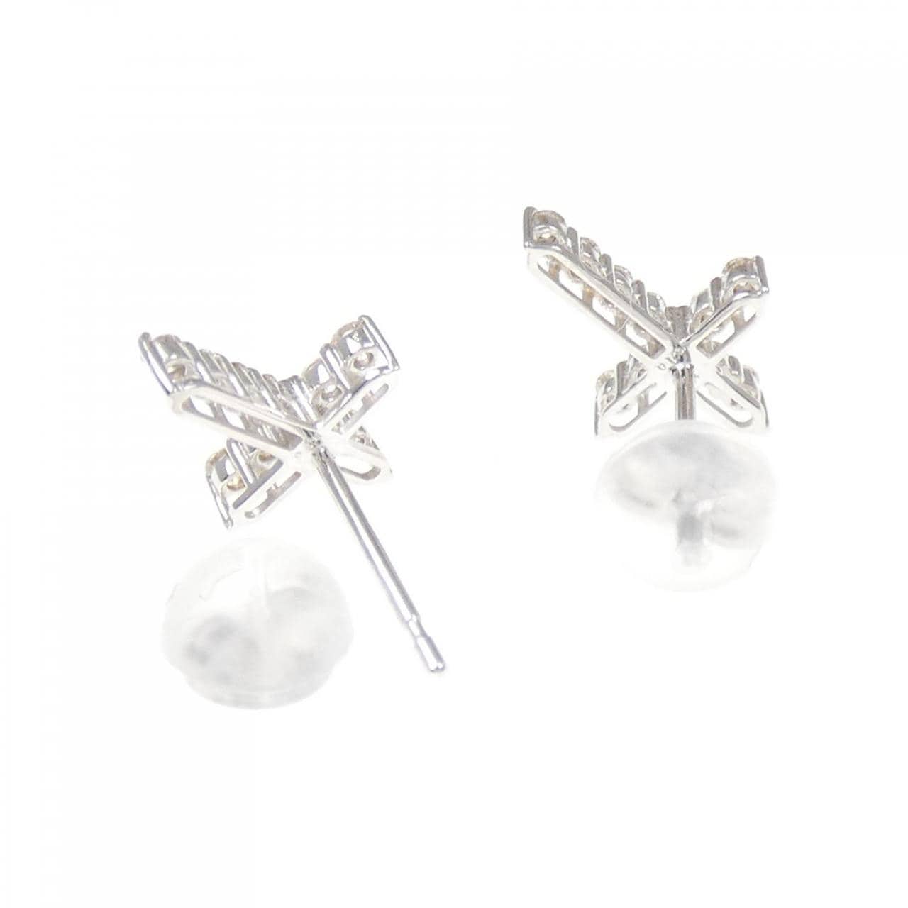 【新品】K18WG クロス ダイヤモンド ピアス 0.20CT