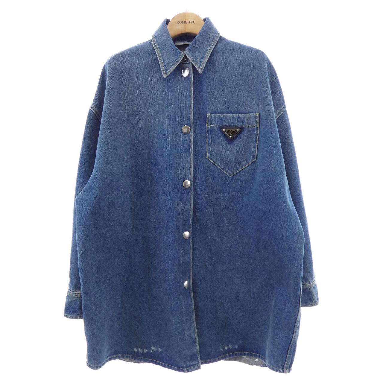プラダ PRADA トライアングルロゴ オーバーサイズ オーガニックデニムシャツ GFC036 S212 1ZAB シャツ