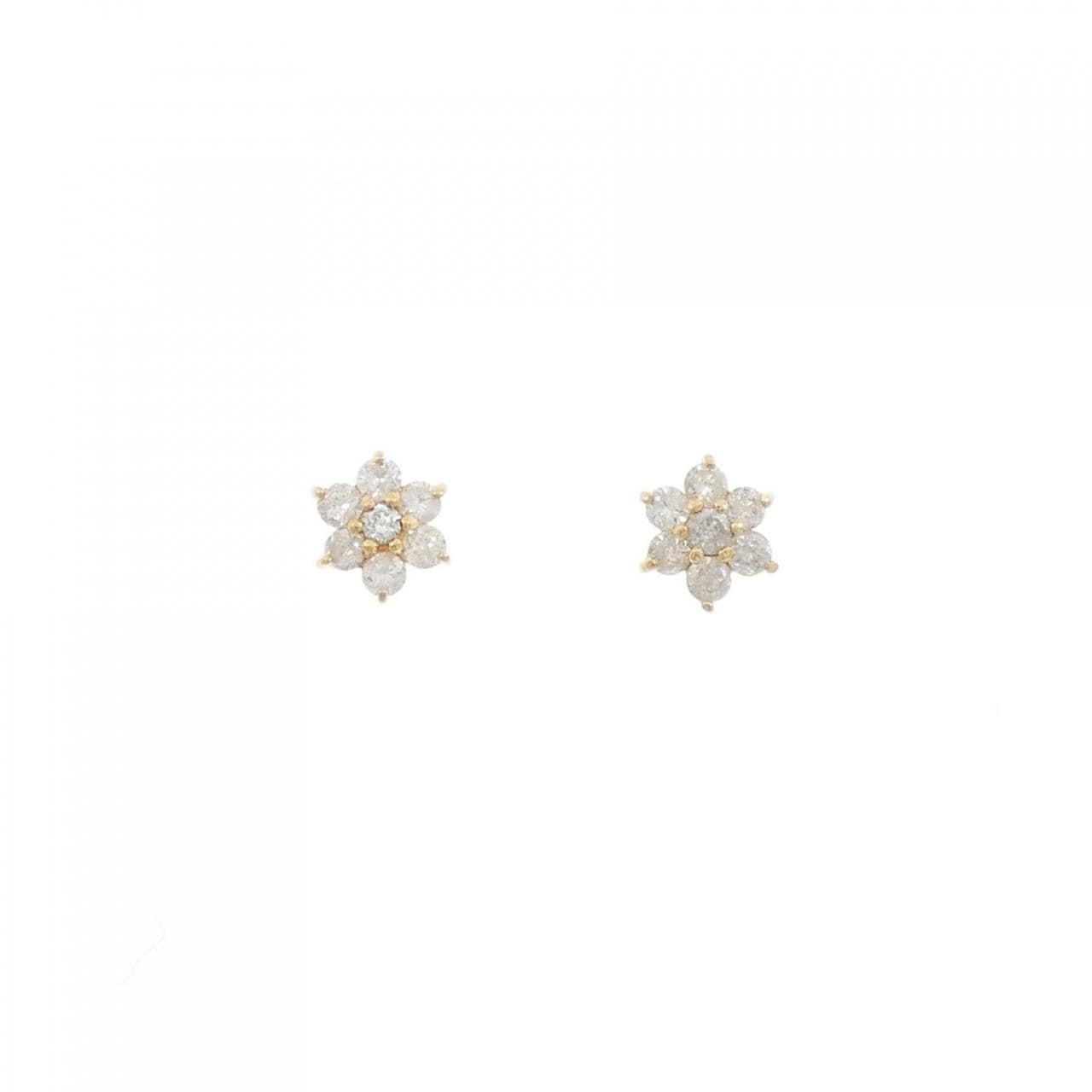 K18YG花朵钻石耳环0.50CT