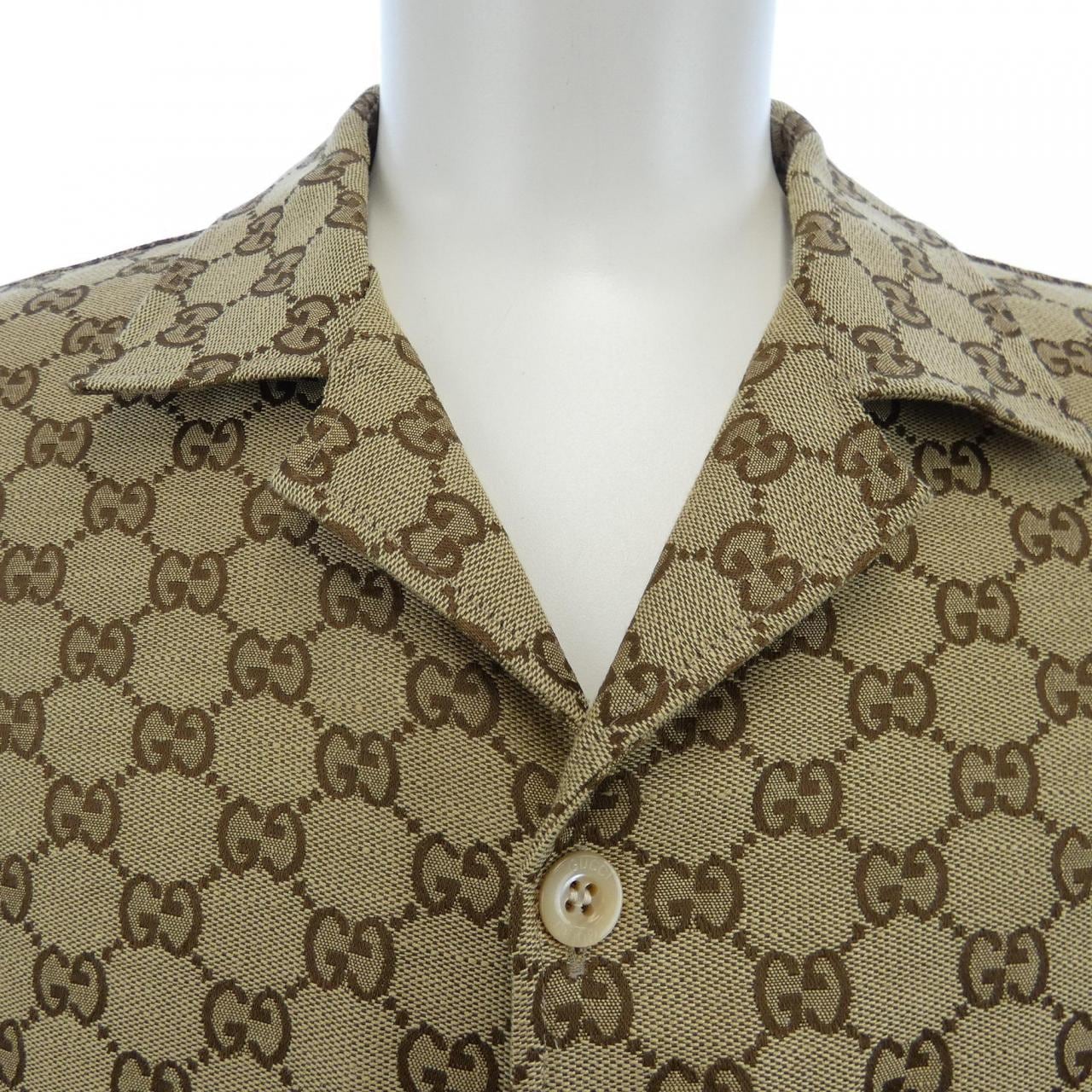 グッチ GUCCI GGリネン ブレンド キャンバス シャツ 742707 ZAM7G S／Sシャツ