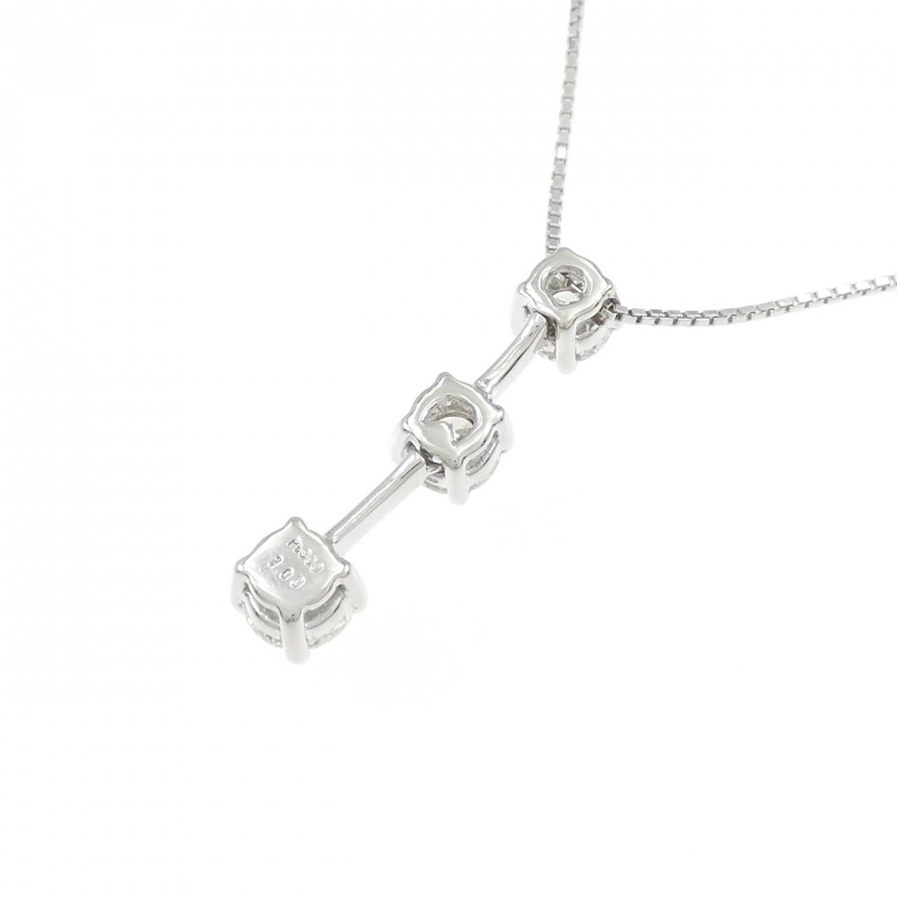 PT900/PT850 スリーストーン ダイヤモンド ネックレス 1.00CT