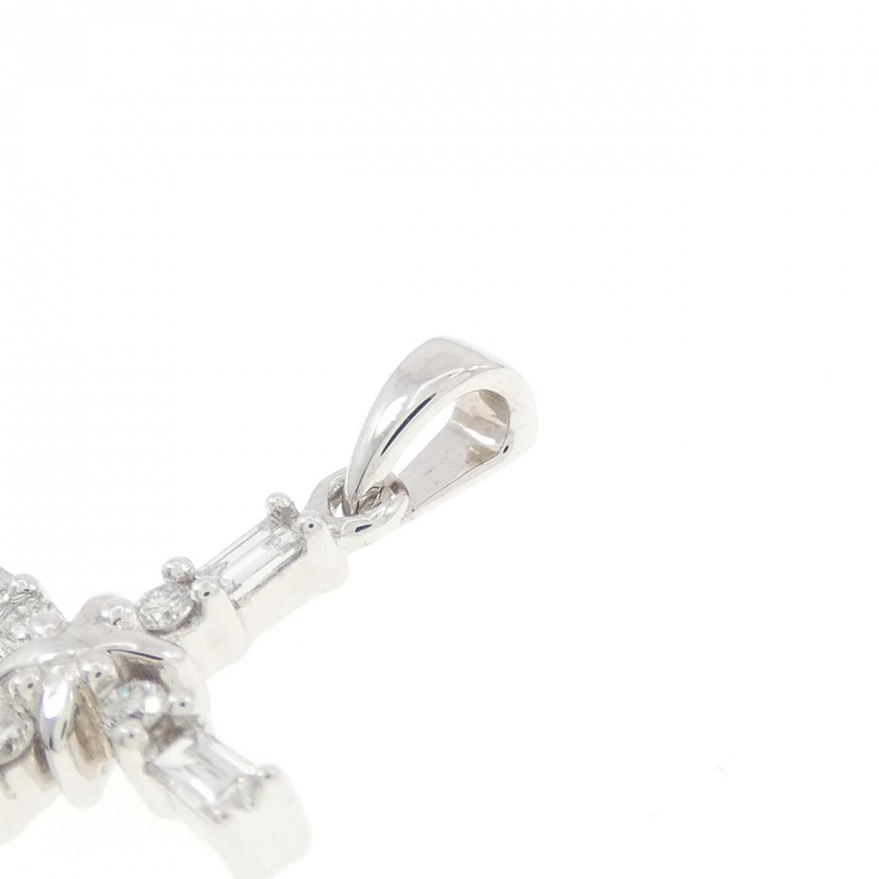 K18WG クロス ダイヤモンド ペンダント 0.2CT