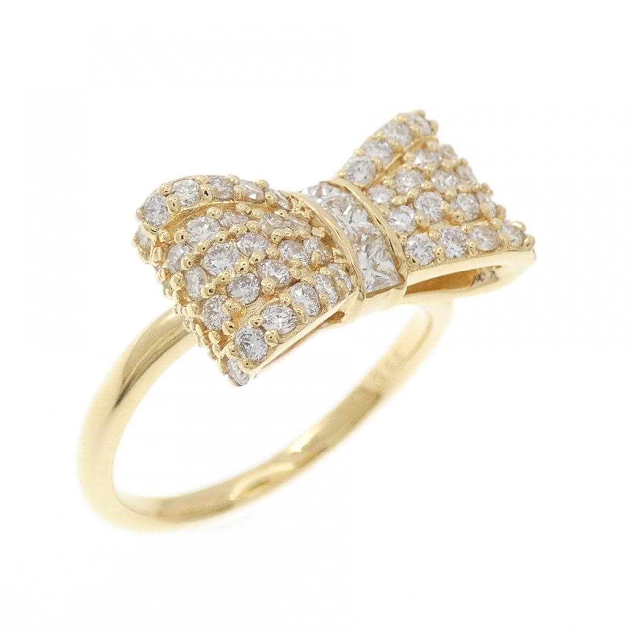 K18YG リボン ダイヤモンド リング 0.65CT