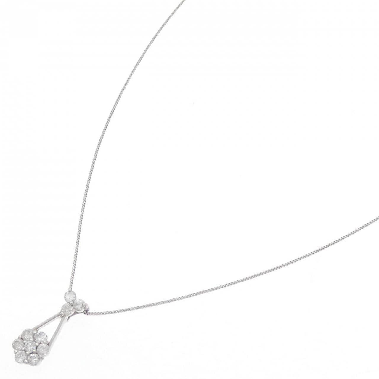 K18WG/PT850 ダイヤモンド ネックレス 0.30CT