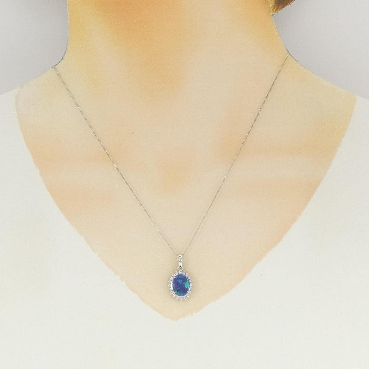 PT900/PT850 ブラックオパール ネックレス 1.97CT