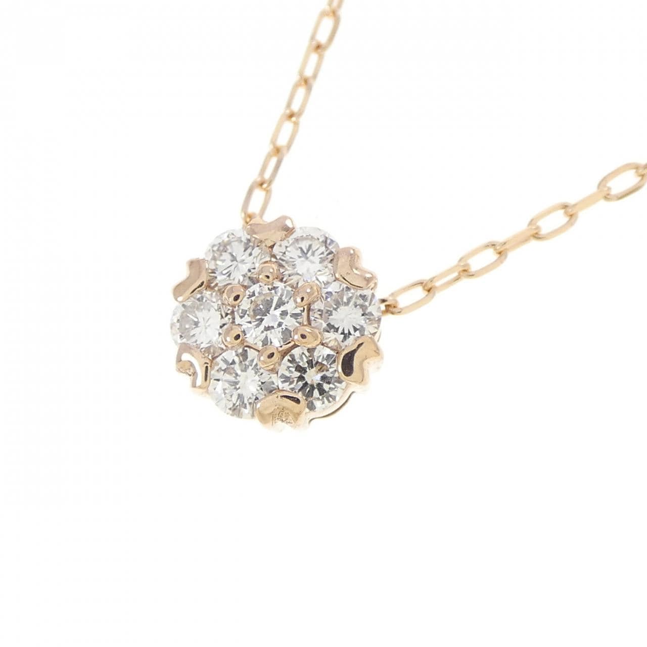 K18PG フラワー ダイヤモンド ネックレス 0.30CT