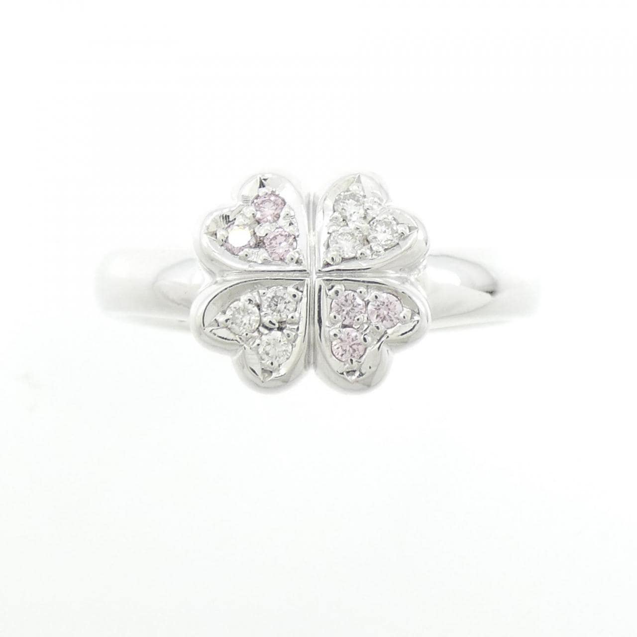 K18WG クローバー ピンクダイヤモンド リング 0.05CT