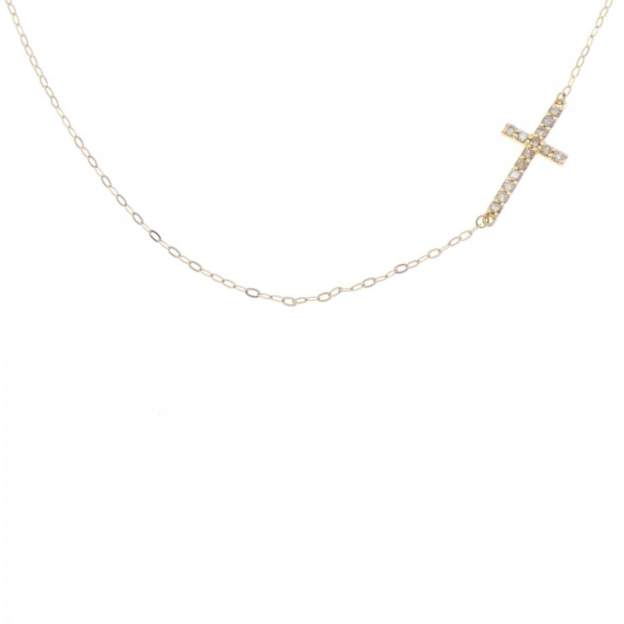 K18YG クロス ダイヤモンド ネックレス 0.11CT