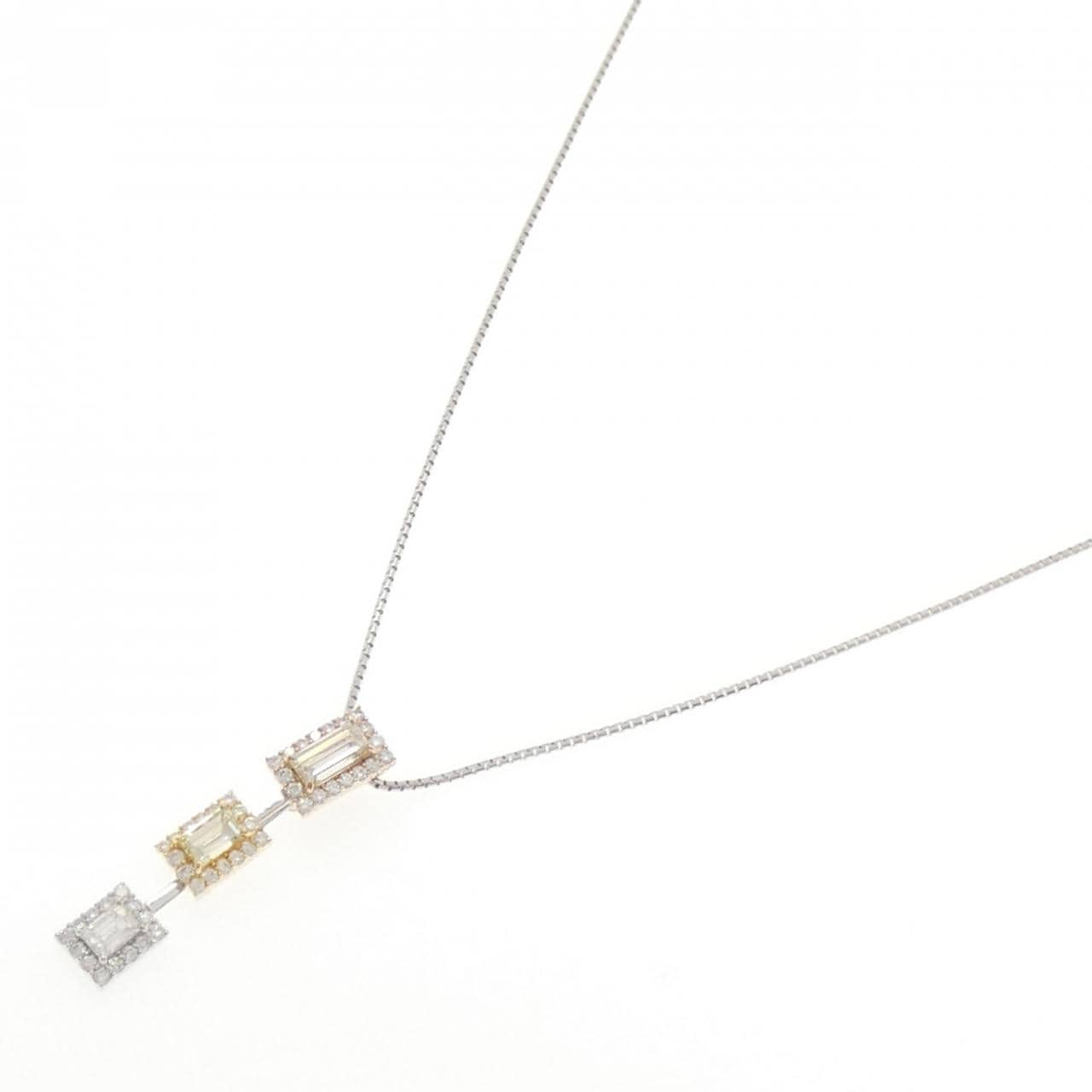 750スリーカラー/K18WG ダイヤモンド ネックレス 1.31CT