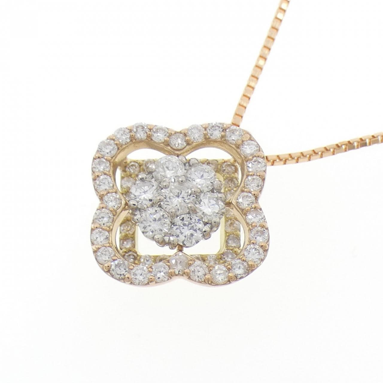 K18YG/PT900/K18PG ダイヤモンド ネックレス 0.70CT