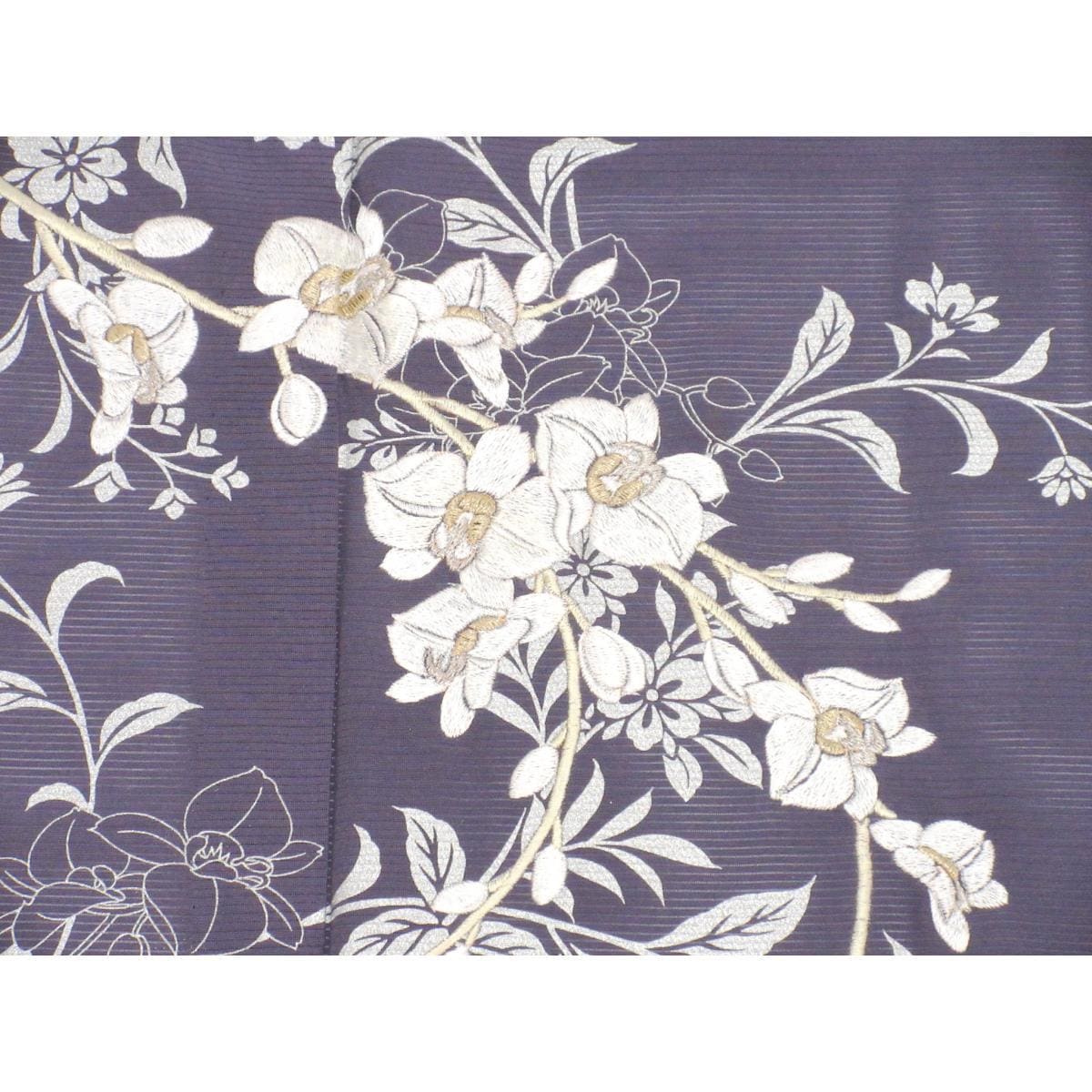 【未使用品】単衣　駒絽訪問着　銀彩友禅刺繍入り