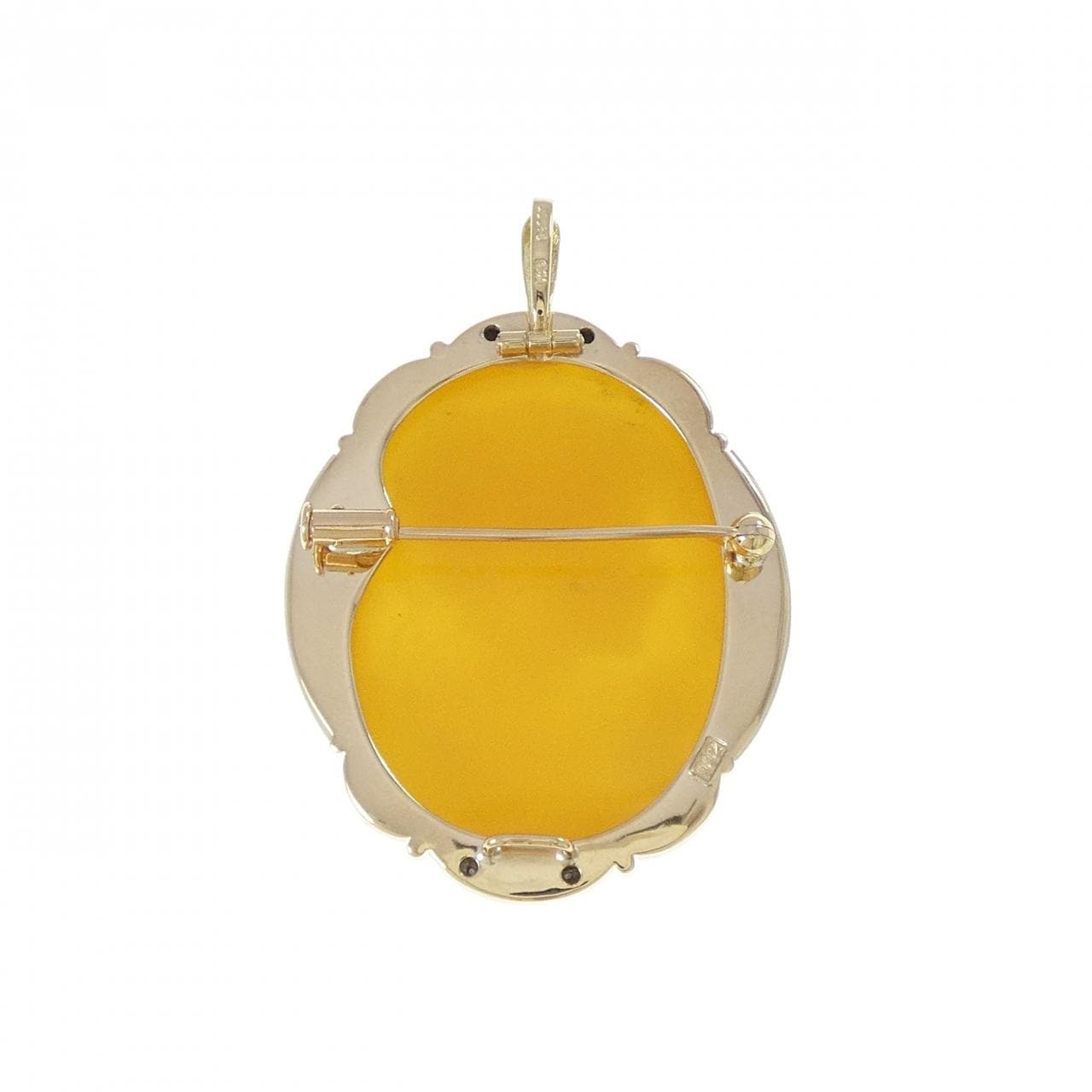 K18YG/PT900 メノウカメオ ブローチ