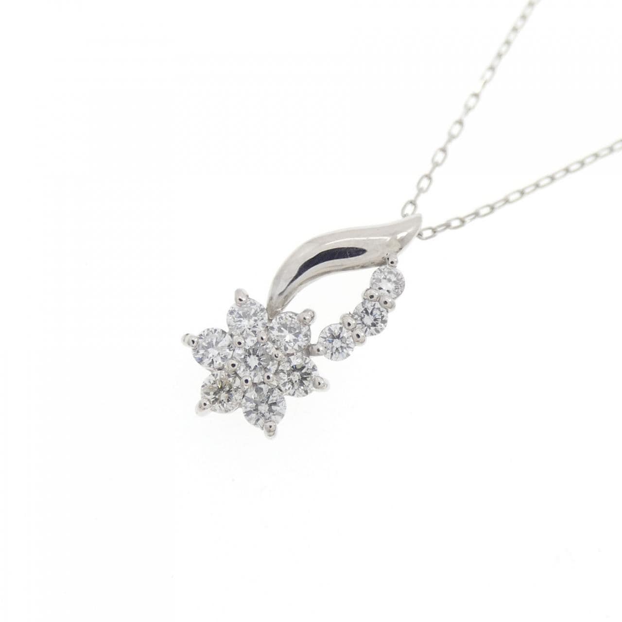 PT900/PT850 フラワー ダイヤモンド ネックレス 0.30CT
