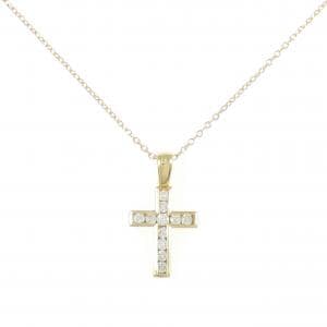 750YG/K18YG クロス ダイヤモンド ネックレス