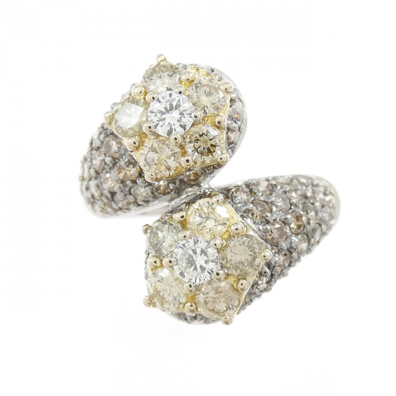 750WG/750YG フラワー ダイヤモンド リング 0.19CT