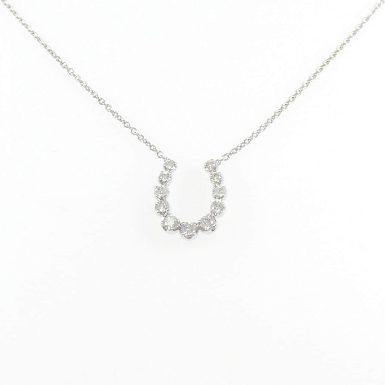 K18WG ホースシュー ダイヤモンド ネックレス 0.22CT