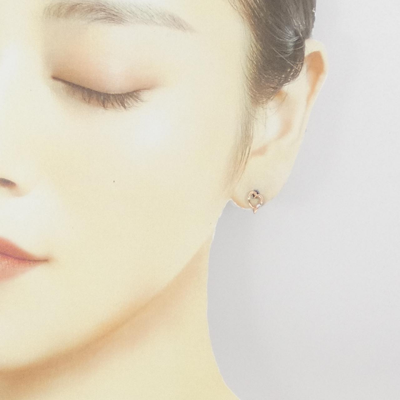 K14PG ハート ダイヤモンド ピアス 0.04CT