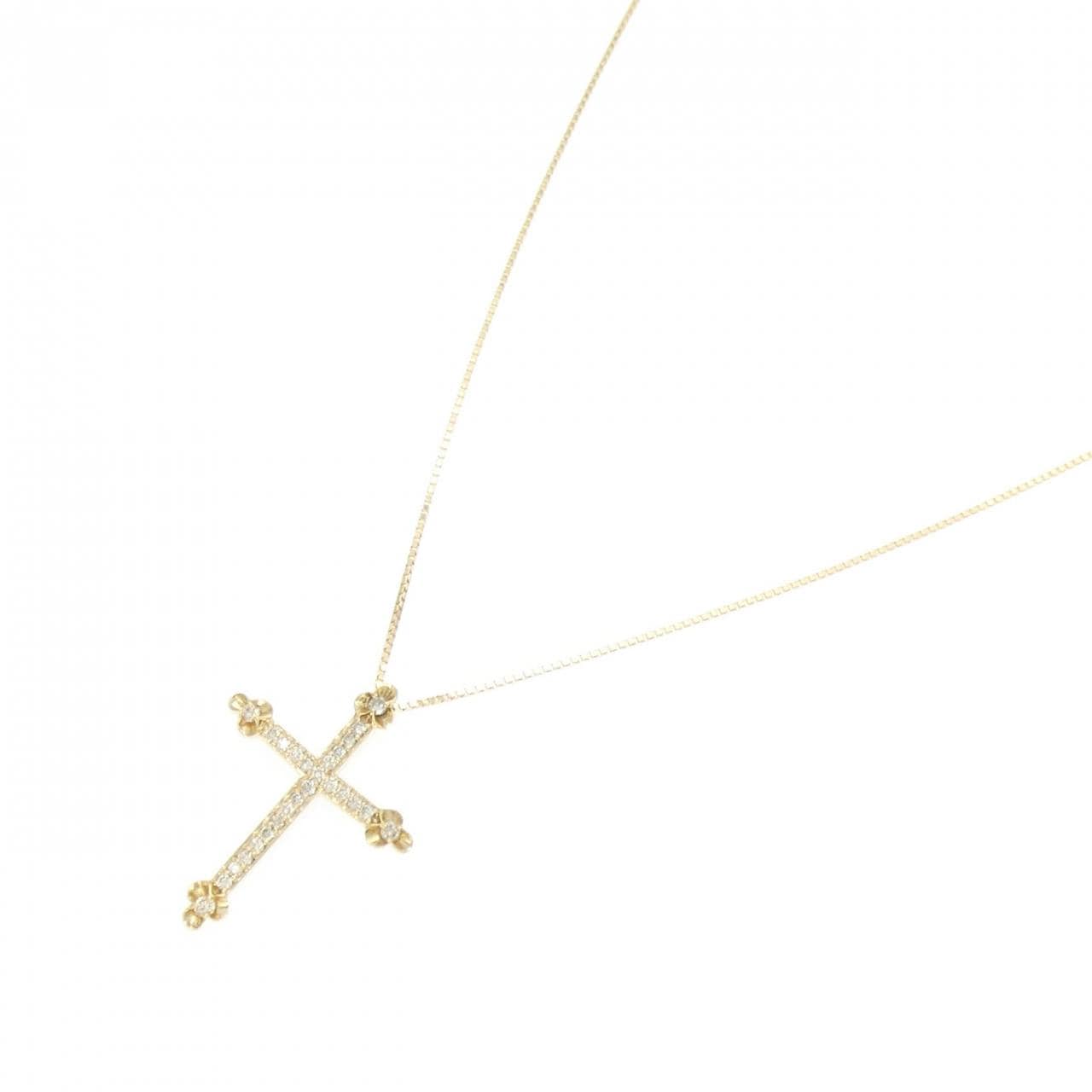K18YG クロス ダイヤモンド ネックレス 0.30CT
