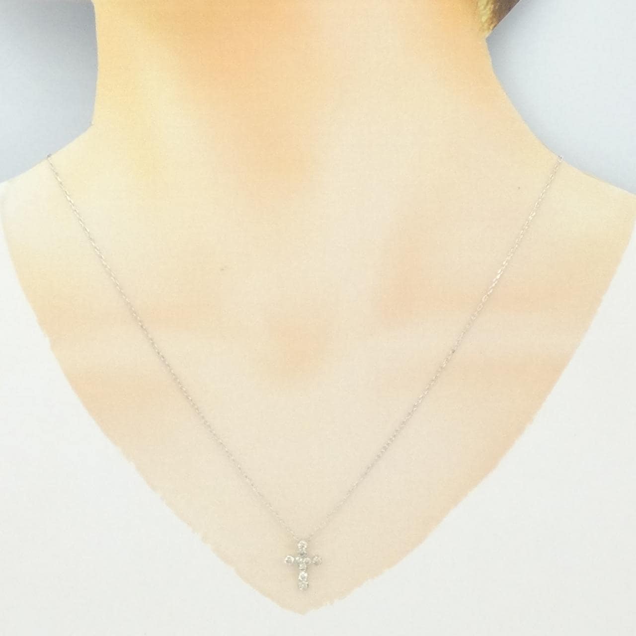 K18WG クロス ダイヤモンド ネックレス 0.40CT