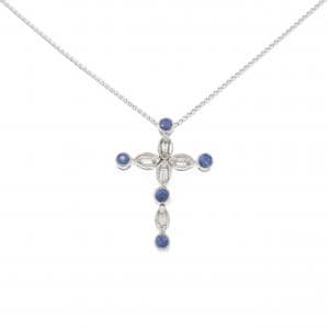 K18WG/750WG クロス サファイヤ ネックレス 0.35CT