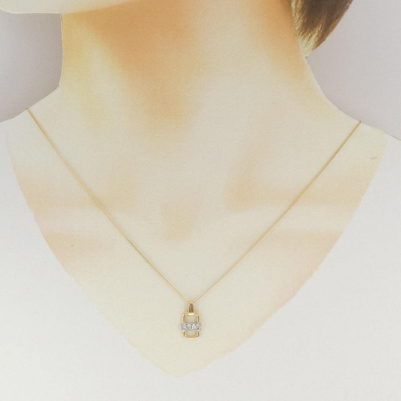 K18YG/PT900 ダイヤモンド ネックレス