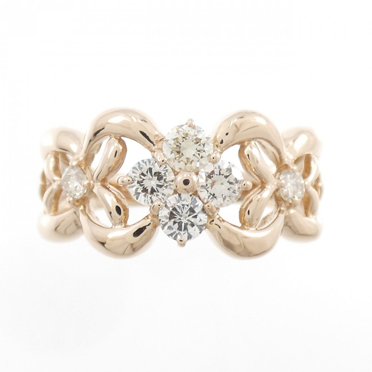 K18PG フラワー ダイヤモンド リング 0.52CT