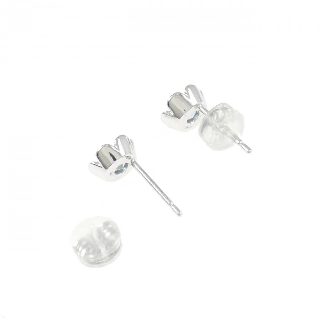 K18WG フラワー アクアマリン ピアス 0.20CT