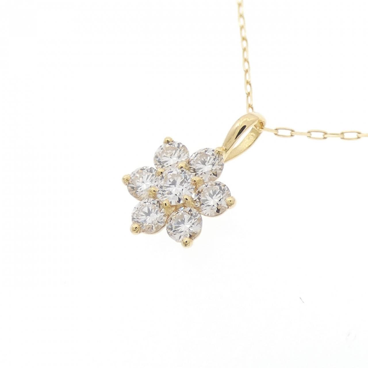 [BRAND NEW] K18YG Flower Diamond Necklace