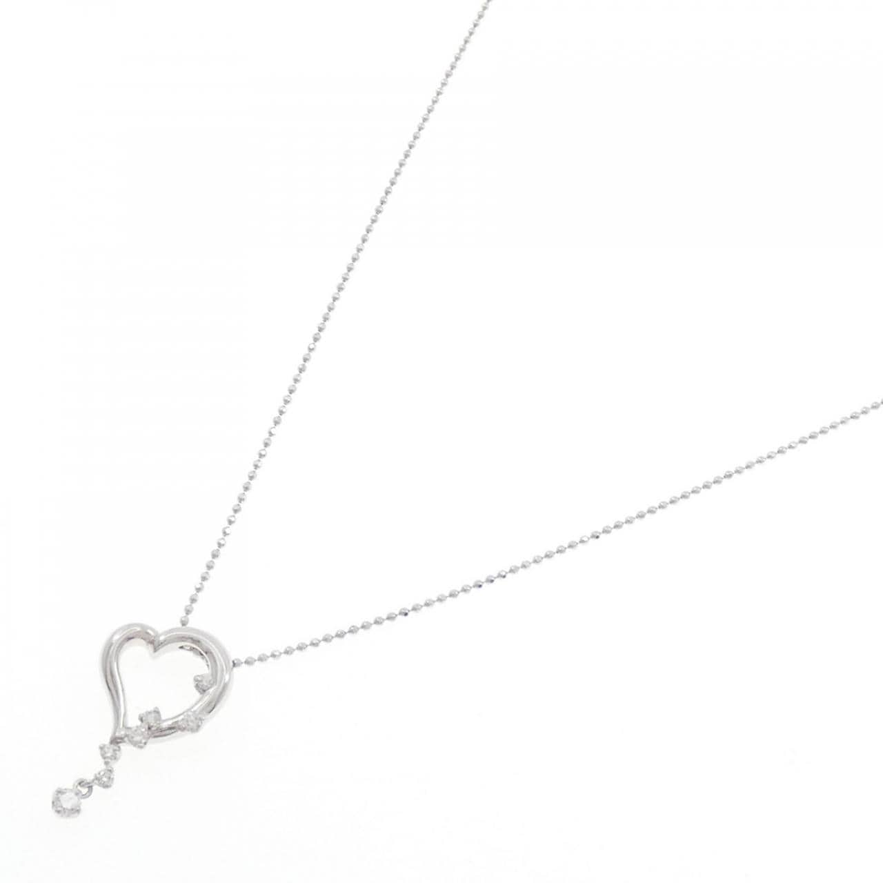K18WG ハート ダイヤモンド ネックレス 0.15CT