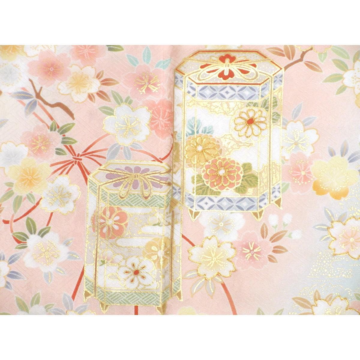 【新品】訪問着　友禅金彩加工　刺繍入りボカシ染