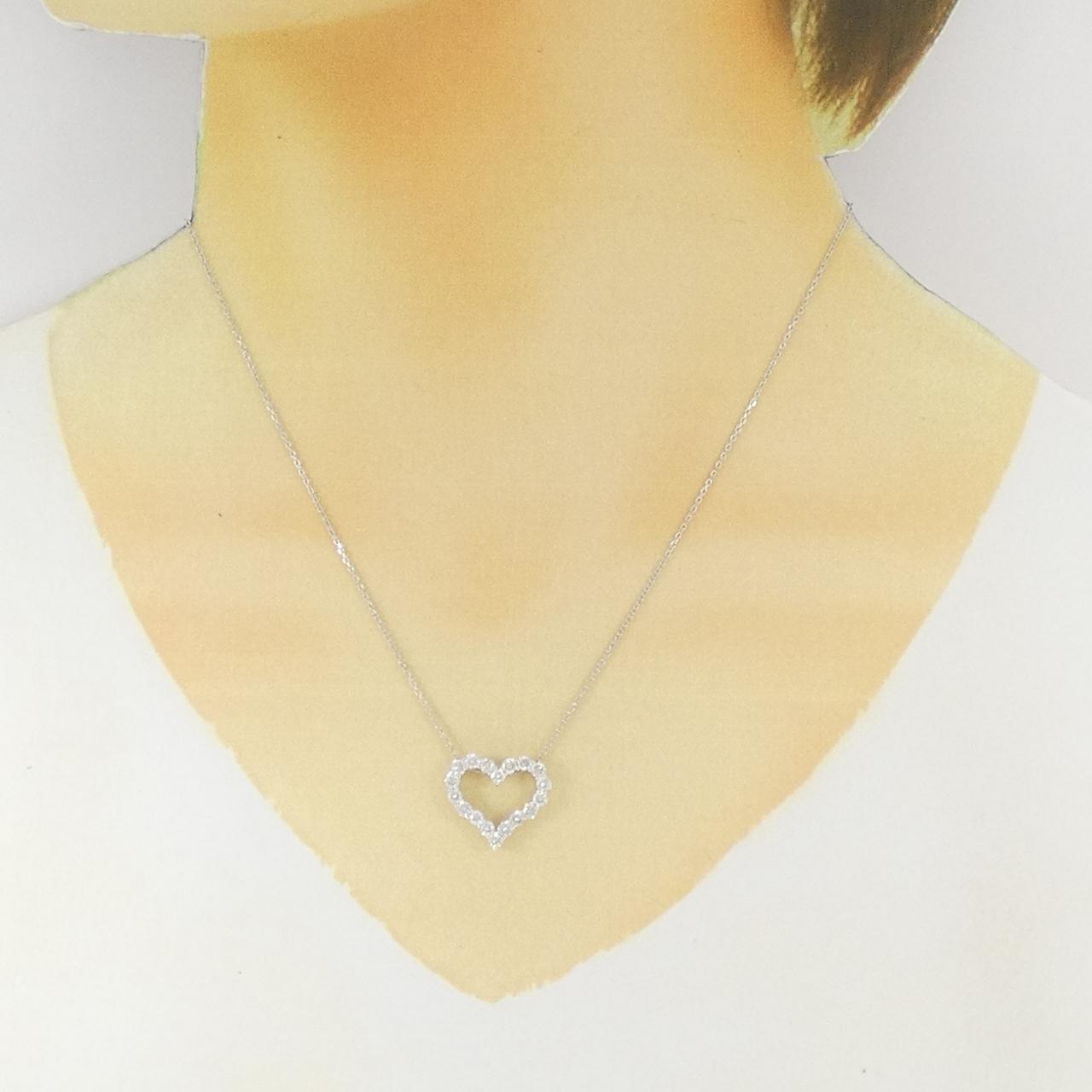 K18WG ハート ダイヤモンド ネックレス 1.00CT